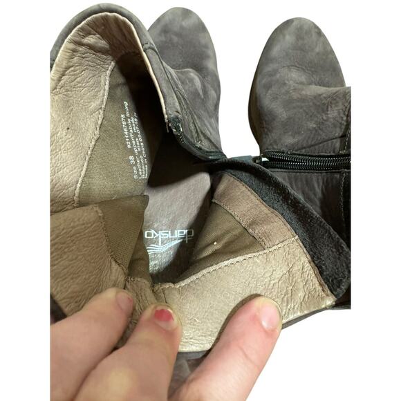 Dansko Hartley Side Zip Ankle Boots Booties Brown Chocolate Buck Sz 38 USA 8 - Picture 7 of 9